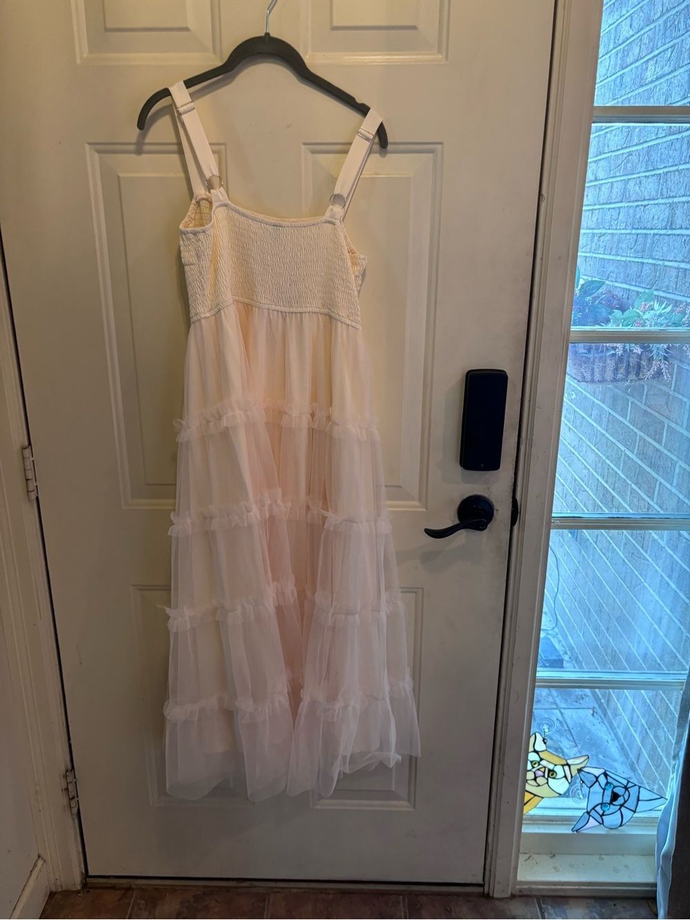 Boho Tiered Tulle Maxi Dress in Cream - Picture 3 of 4